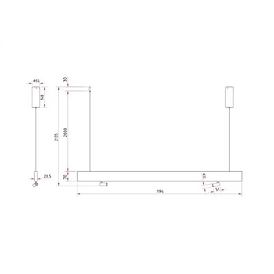 Светильник подвесной Technical P068PL-L27W4K, LED, 30 Вт, 1194х21х70 мм, 2200 Лм, 4000К, белый