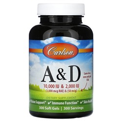 Carlson Витамины A и D, 300 мягких таблеток