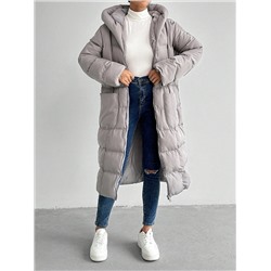 SHEIN Gepolsterte Jacke Mit Kapuze Und Kordelzug Für Frauen