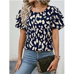 Bluse mit All Over Print Schmetterlingsärmeln,