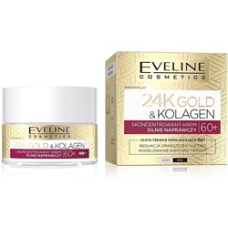 Eveline "24K Gold&Collagen" 60+ Концентрированный восстанавливающий крем день/ночь (50мл).30