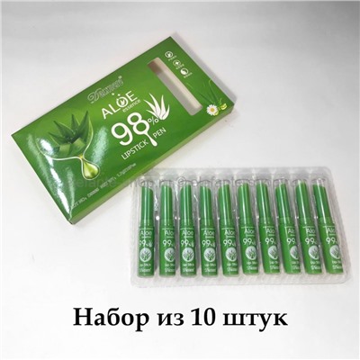 Набор помад с алое вера Daixuere 98% Aloe Essence Lipstick Pen, 10 штук (106)