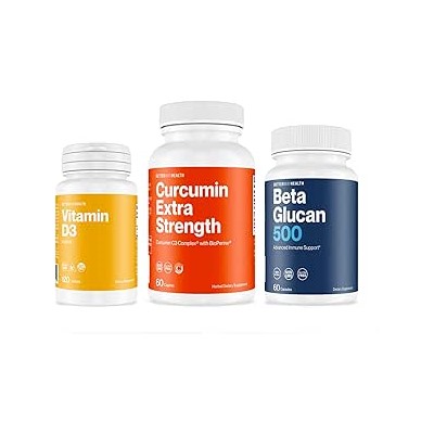 Better Way Health Immune Support Super Bundle | Three Immune Boosting Supplements | Vitamin D3 | Beta Glucan | Curcumin