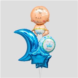 Букет из шаров «С рождением мальчика», луна, звезда, младенец, фольга, набор 5 шт.