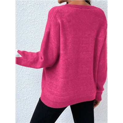 Pullover mit Drop Shoulder Stern Muster