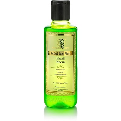 Гель для умывания Ним, 210 мл, производитель Кхади; Neem Herbal Face Wash, 210 ml, Khadi