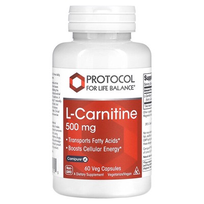 Protocol for Life Balance L-карнитин, 500 мг, 60 растительных капсул