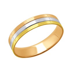 Обручальное кольцо из комбинированного золота с алмазной гранью, 110160