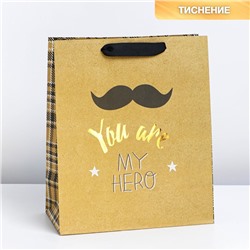 Пакет крафтовый вертикальный You are my hero, ML 23 × 27 × 11.5 см