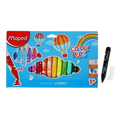 Maped. Фломастеры "Color'Peps Jumbo" макси суперсмываемые (18 цв) арт.846221