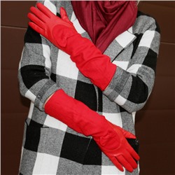 Длинные перчатки кашемир с натуральной кожей