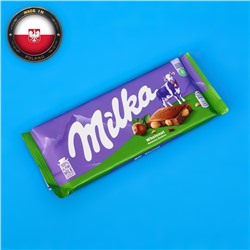 Шоколадная плитка Milka, с цельным фундуком, 100 г