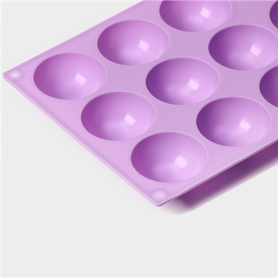Форма силиконовая для выпечки Доляна «Фигуры. Полусфера», 28×16,5×2,3 см, 15 ячеек (d=4,7 см), цвет сиреневый