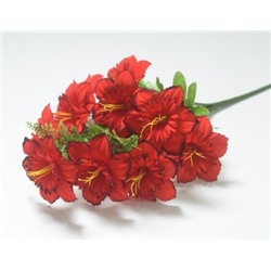 Искусственные цветы, Ветка в букете нарцисс 11 голов (1010237) красный с черным кантом