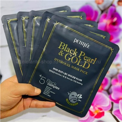 Гидрогелевая маска с коллоидным золотом и чёрным жемчугом Petitfee Black Pearl & Gold Hydrogel Mask Pack (78)