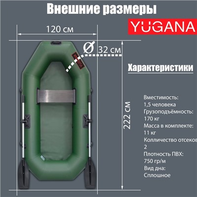 Лодка YUGANA S 222, цвет олива