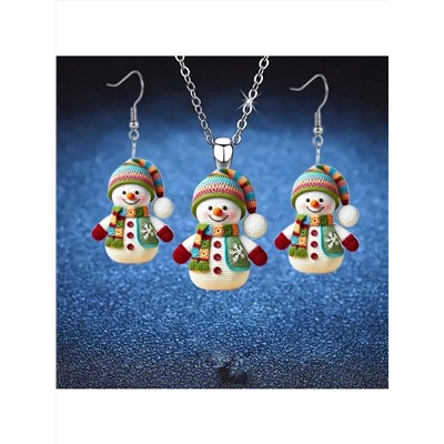 1/2/3 Stück süße 2D Acryl Weihnachtsmann-Anhänger und Ohrring Set mit buntem Schal - einzigartiger Herrenschmuck für die Feiertage - minimalistisches Weihnachtsgeschenk