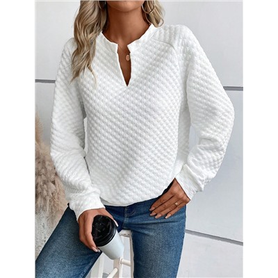 SHEIN Essnce Sweatshirt mit eingekerbtem Kragen, Raglanärmeln