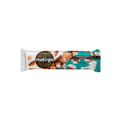 «Nut&Go», батончик с миндалём, кокосом, карамелью, 36 г (упаковка 18 шт)