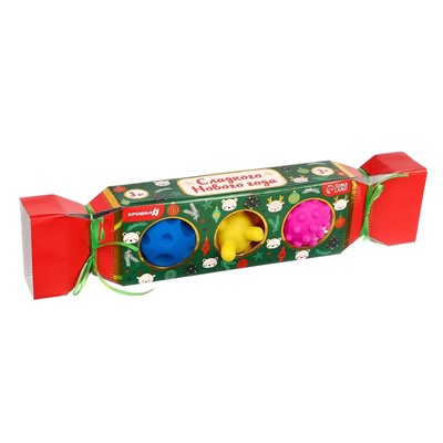 Подарочный набор развивающих тактильных мячиков Крошка Я «Новогодняя конфета», 3 шт., новогодняя упаковка