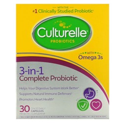 Culturelle Probiotics, 3-in-1 Complete Probiotic with Omega 3s, 30 Once Daily Capsules