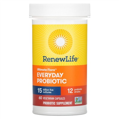 Renew Life Ultimate Flora Ежедневный Пробиотик - 15 миллиардов КОЕ - 60 вегетарианских капсул - Renew Life