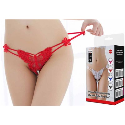 Трусики Бабочка с доступом и бусами "Butterfly Panties Red" красные