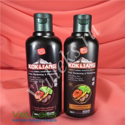 Безсульфатный шампунь для темных волос Kokliang Chinese Herbal Natural Shampoo for Darkening Thickening Hair, 200 мл