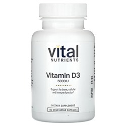 Vital Nutrients Витамин D3, 5000 МЕ, 180 вегетарианских капсул