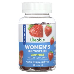 Lifeable Женские мультивитаминные жевательные конфеты, без сахара, натуральная клубника, 60 жевательных таблеток