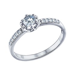 Помолвочное кольцо из серебра с фианитами, 94011264
