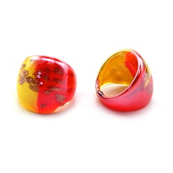 Перстень из муранского стекла модель2 цв.желто-красный