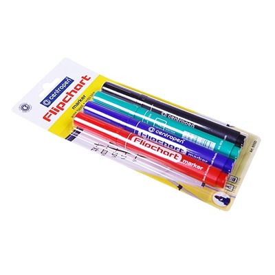 Набор маркеров для флипчарта 4 цвета, 5.0 мм Centropen 8550, линия 2,5 мм, блистер, европодвес