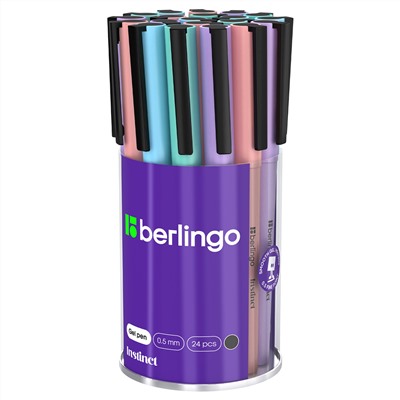 Ручка гелевая Berlingo "Instinct" черная, 0,5мм, корпус ассорти CGp_05015