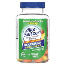 Alka-Seltzer Жевательные таблетки от изжоги, повышенная сила, фруктовое ассорти, 66 жевательных таблеток