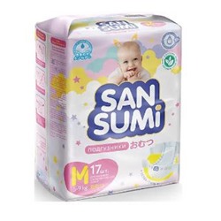 Подгузники, размер M (5-9 kg) «Sansumi», 17 шт в упаковке. Вес 520 гр. KDV