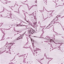 Ткань на отрез футер с лайкрой 3001 Звезды на розовом кармеланже
