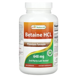 Best Naturals Betaine HCL, 648 мг, 250 капсул - Best Naturals