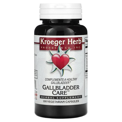 Kroeger Herb Co Уход за желчным пузырем, 100 вегетарианских капсул