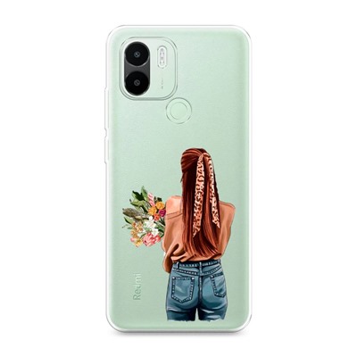 Силиконовый чехол A girl with flowers на Poco C50