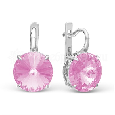 Серьги из серебра с кристаллами Swarovski родированные 925 пробы 0042с-212