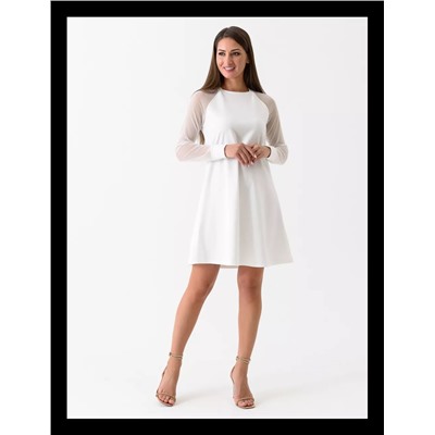 Платье женское рукав сетка - Белый