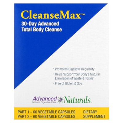 Advanced Naturals CleanseMax, Комплексное очищение всего тела на 30 дней, 2 флакона, 60 растительных капсул в каждом