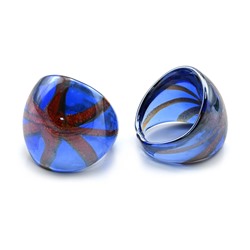 Перстень из муранского стекла модель8 цв.синий