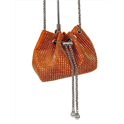 Женская сумочка из велюра со стразами, цвет оранжевый