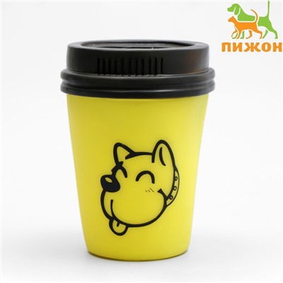 Игрушка пищащая "Кофе" для собак, 10 х 7 см, жёлтая