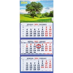 2024г. Календарь-трио Природа Зелёное дерево 1300021