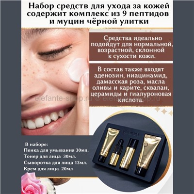 Набор миниатюр с пептидами FarmStay Black Snail & Peptide 9 Perfect 4 Step Mini Kit Edition (78)