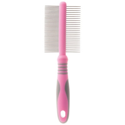 Расчёска DeLIGHT ROSE, с кольцами, двухсторонняя, 24/37 зубьев 25 мм, розовая