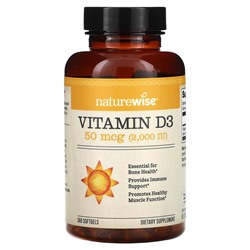NatureWise Витамин D3 - 50 мкг (2000 МЕ) - 360 мягких капсул - NatureWise